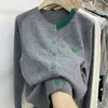 Cárdigan de punto de estilo suave de estilo coreano nuevo de primavera y otoño para mujer, parche, manga larga, top básico, abrigo suéter suelto de estilo occidental