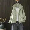 Primavera 2025 Novo Cardigan com Capuz Estampado Japonês Casaco de Botão Top Feminino Atacado Maré
