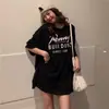 Camiseta de Manga Corta de Algodón Puro con Estampado de Letras Estilo Coreano High Street para Mujer Verano 2025 Nuevo Estilo Americano Holgado Perezoso Bf Top