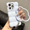 Funda de teléfono de color liso con patrón de olas y nubes, compatible con iPhone 18 y Apple 17 Pro Max, con un anillo en forma de nube y protección contra caídas