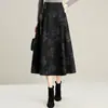 Saia Elegante Estampada Linha A Meia Saia Feminina 2026 Outono Inverno Nova Cintura Alta Emagrecedora Comprimento Médio Temperamento Para Ir ao Trabalho Saia Evasê