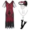 Popular Vestido de Noche Retro con Lentejuelas Gatsby 1920s Europeo y Americano Vestido de Graduación Cuello en V Borla Transfronterizo