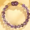 Pulseira de Contas de Círculo Único de Cristal Amethyst, Cristal Torre Amarela, Cristal Branco, Pulseira de Amor Roxa Original da Moda Romântica para Mulheres