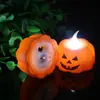 Lanterna de Abóbora de Halloween Decoração do Festival Fantasma Adereços Luz de Vela Digital LED Suprimentos de Festa Luz Noturna Luminosa Lâmpada de Vento