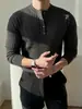 Nueva Camisa Polo de Primavera y Otoño con Cuello de Solapa, Suéter de Punto de Manga Larga para Hombre, Corte Ajustado, Casual de Negocios, Moderno, Venta al por Mayor Transfronteriza