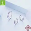 Conjunto de joias de brinco de zircônia roxa requintada charm original de prata brincos de prata s925 elegantes de luxo atacado