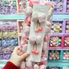 Lindo Moño de Tela Rosa a Cuadros con Borlas y Cerezas Pequeñas Pinza para el Cabello Infantil, Pasador para Bebé, Pinza para el Flequillo de Estudiante