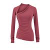 2025 Puro Deseo Chica Atractiva Sexy Ajustado Adelgazante Cintura Irregular Hombro Caído Top Nueva Camiseta de Manga Larga para Mujer