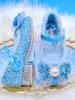Zapatos de Algodón con Tacón Alto para Niñas 2025 Otoño e Invierno Nuevo Estilo Cálidos Forrados de Felpa Zapatos de Princesa Cristal Elsa con Diseño de Una Correa para Niños