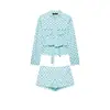 Para Comercio Exterior Europeo y Americano Transfronterizo Ropa de Mujer Aliexpress Más Vendido de Verano Conjunto de Dos Piezas de Lunares Camisa de Manga Larga Conjunto de Pantalones Casuales