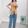 Ropa de Mujer Estilo Francés 2024 Nuevo Suéter de Punto de Seda de Hielo para Mujer, Jersey de Color Sólido, Cuello en V, Elegante, Delgado, Top Holgado para Ir al Trabajo