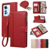 Funda tipo cartera con cremallera y múltiples ranuras para tarjetas en relieve para Oppo A6X con correa para el cuello Find X9Ultra Funda de cuero tipo flip