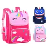 Nueva mochila escolar para estudiante de primaria Unicornio 1-2-6 grado niños y niñas 6-12 años alivio de carga protección de la columna vertebral mochila