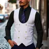 Chaleco de Traje Casual de Doble Botonadura Rayado Ajustado para Hombre, Nuevo de Primavera 2025, Estilo Europeo y Americano