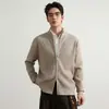 Suéter Cardigan OT para Hombre Estilo Old Money Otoño para Hombre Perezoso Cuello Alto Casual Rayas Tejido de Punto Manga Larga Ropa Exterior