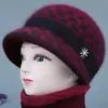Gorro de Lana Tejido de Invierno para Mujeres de Mediana Edad y Mayores, Gorro de Algodón Grueso con Felpa para Protección contra el Frío, Cálido, para Abuela