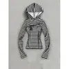 Sudadera con capucha de manga larga a rayas estampadas, estilo europeo y americano, casual, corte ajustado, sudadera con capucha, chaqueta vintage de streetwear