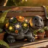 Enfeite de Tartaruga Solar para Exterior, Luz Decorativa Realista de Suculenta, Artesanato em Resina para Jardim, Gramado e Paisagismo