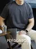 [Viaje Ligero Urbano] Camiseta de Manga Corta Raglán 3D de Algodón Modal con Amoníaco Líquido para Hombre, Color Puro Básico, Casual de Negocios, Verano