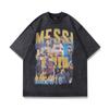 TKPA Europeia e Americana High Street Washed Old Printed T-shirt de manga curta Masculino e Feminino Hip-hop Fashion Brand Retro Loose Meia manga T-shirt