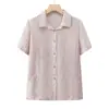 Camisas de Manga Corta de Algodón para Mujeres de Mediana Edad y Mayores, Camisas Finas de Verano para Abuelas, Tops de Algodón con Cuello para Madres y Señoras Mayores