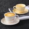 Xícara de Café de Cerâmica com Relevo em Cor Sob Esmalte, Conjunto de Xícara e Pires para Chá da Tarde no Escritório, Caneca de Leite com Textura Escovada, Estilo Simples