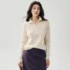 Suéter de Tricô com Zíper Parcial de Caxemira com Gola Francesa Novo para Outono e Inverno Feminino Design de Outono Pulôver com Gola Alta