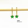 Aretes colgantes de estrella de cinco puntas color circón con microincrustaciones de cobre, estilo casual, accesorios para aretes de mujer, recubrimiento galvánico de retención de color dorado