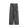 Pantalones casuales sencillos, holgados, rectos, resistentes, de cuadros, estilo japonés, de moda, primavera 2025