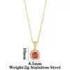 Collar Colgante de Acero Inoxidable Estilo Retro Lujo Ligero Girasol Circonia Cadena para Clavícula Cuadrado Ovalado Piedras Preciosas Multicolor para Mujer