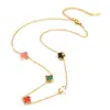 Collar de Trébol de Cuatro Hojas de la Suerte Oro Doble Cara Concha Cadena para Clavícula de Moda Joyería Elegante de Alta Gama Accesorios Versátiles Venta al por Mayor