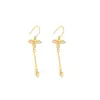 Pendientes Transfronterizos de Vietnam Shajin Estilo Palacio Hueco Flor de Cuatro Hojas Borla Gancho para la Oreja Tendencia Nacional para Mujer Color Duradero Sin Descoloración Primera Joyería