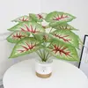 Flores Artificiales para Decoración de Sala de Estar, Plantas Verdes Falsas de Pie para Dormitorio, Macetas de Flores Falsas, Artículos Decorativos, Hojas de Monstera para Decoración de Interiores