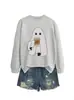 Estação Europeia Amazon eBay Fofa e Divertida Transfronteiriça Nova Confortável Moletom Feminino Fantasma Café