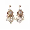 Pendientes de Botón de Gota de Agua Estilo Étnico Moda Lujo Ligero Gama Alta Simples Exquisitos Pendientes Retro Versátil Joyería para Orejas de Temperamento