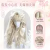 Peluca Princess LisaZealan de Oro Blanco con Ondas Grandes, Cabello Largo Rizado Dulce Lolita, Pieza Completa para la Cabeza
