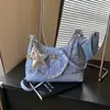 Comércio exterior popular este ano bolsa de corrente jeans 2026 nova versátil estilosa bolsa de ombro único de axila bolsa transversal com padrão de losangos de diamante