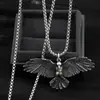Collar de Acero de Titanio con Colgante de Águila Dominante Estilo Europeo y Americano con Alas Extendidas Moda Callejera Punk Hip-Hop Transfronterizo