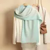 Bufanda Nueva de Jacquard de Lana Rayada Doble Cara Otoño e Invierno Engrosada Cálida Larga con Borlas Chal Bufanda de Pareja Bufanda