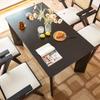 Mesa de comedor y silla de madera maciza de ratán nórdico, combinación de mesa y silla de restaurante de estilo sencillo y tranquilo en color negro, muebles Foshan