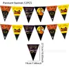 Decoración de Halloween transfronteriza, banderines triangulares para fiestas en casa, coloridas guirnaldas de papel triangulares, banderines de cadena de Halloween con calaveras de miedo