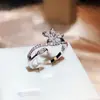 Anel feminino requintado de zircônia brilhante em formato de estrela de cinco pontas novo livro vermelho novo presente de aniversário anel presente para namoradas