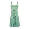Venta al por mayor 2026 Verano Nuevo Vestido Midi de Estilo Europeo y Americano para Mujer con Cinturón, Rayas y Tirantes Anchos 26193