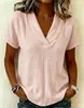 2026 Tops de Verano de Punto para Mujer Transfronterizos Europeos y Americanos con Cuello de Mariposa Color Sólido Nueva Camiseta Casual para Mujer