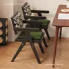 Silla de comedor estilo wabi-sabi, silla de uso doméstico de imitación madera, silla con respaldo de cojín suave estilo francés, silla para té de balcón, silla vintage Chandigarh