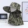 Sombrero de pesca de ala grande con camuflaje para exteriores para hombre, para primavera y verano, para ciclismo, con protección solar para el cuello, chal, para recoger té