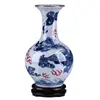 Jarrón de Porcelana Azul y Blanca Imitación de Horno Oficial con Patrón de Dragón Estilo Chino de Jingdezhen Jarrón Antiguo con Esmalte Agrietado Jarrón de Apreciación Jarrón Decorativo de Hotel