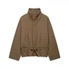 Roupas femininas transfronteiriças 2026 Moda europeia e americana casual de corte solto com zíper gola alta jaqueta acolchoada de algodão A37399