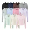 Sudadera Corta Deportiva con Cremallera para Mujer de Moda, Estilo Otoño, Estilo Americano, Color Sólido, Corte Ajustado, Sudadera con Capucha Casual