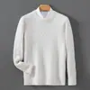 Nueva colección de otoño e invierno: Suéter 100% lana para hombre, cuello redondo, engrosado, casual, versátil, top de punto base